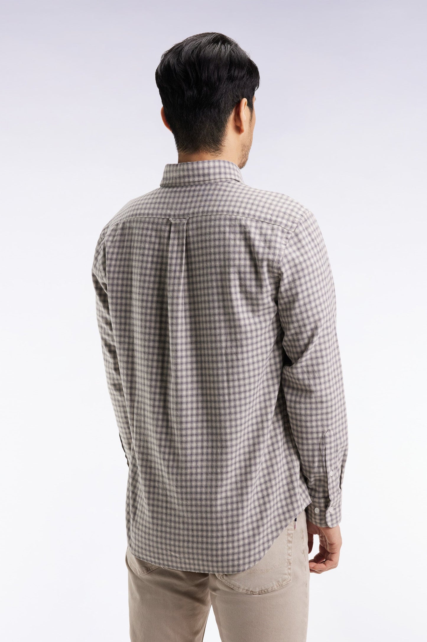 Chemise en flanelle de coton grise coupe droite