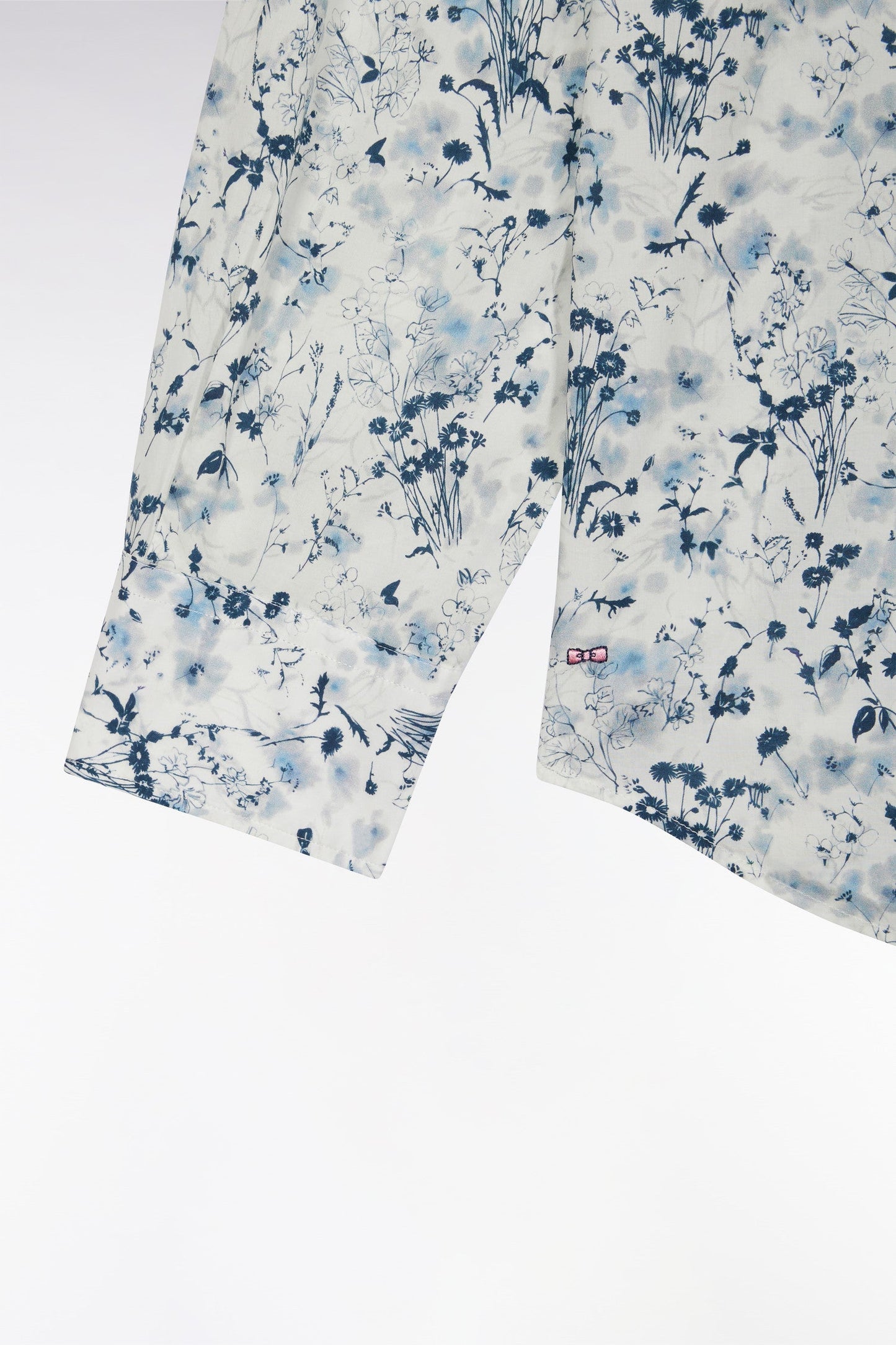 Chemise à imprimé floral en coton gris clair coupe droite