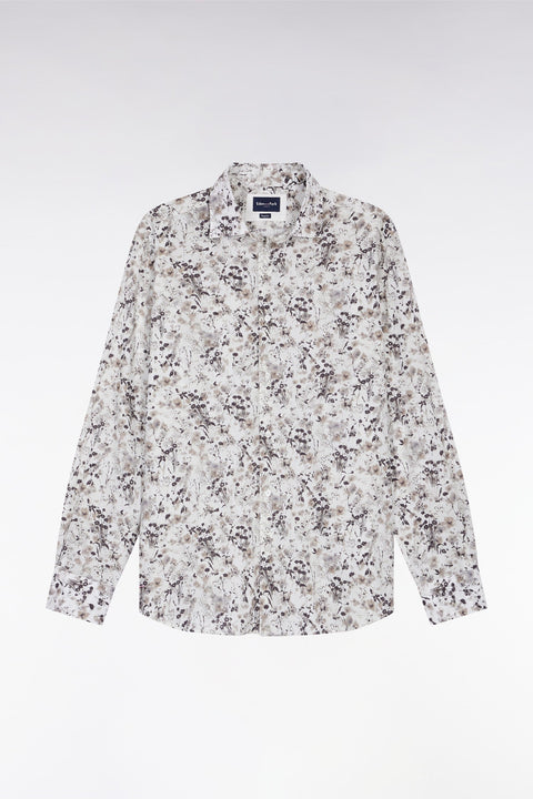 Chemise à imprimé floral en coton marron coupe droite - Image 2
