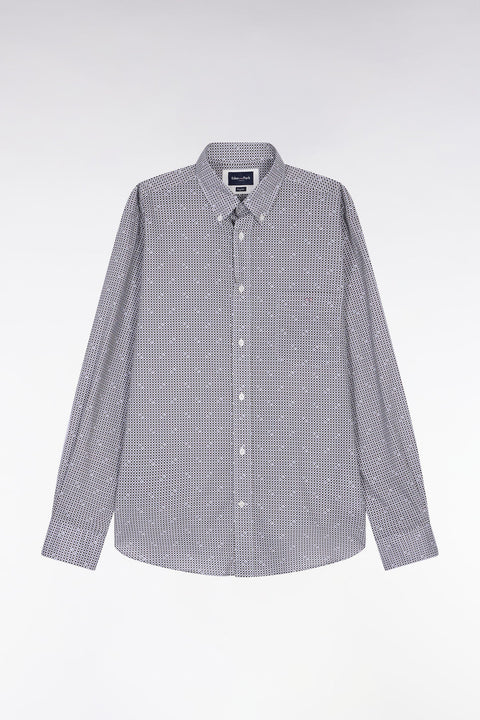 Chemise à micromotifs en coton marron coupe droite - Image 2