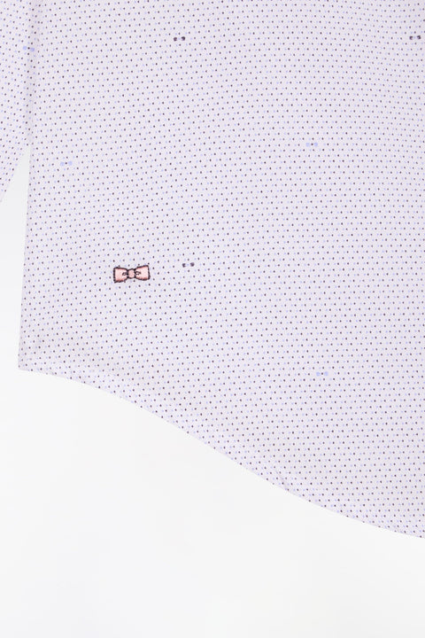 Chemise en coton ciel à micro-imprimé nœud coupe slim - Image 2