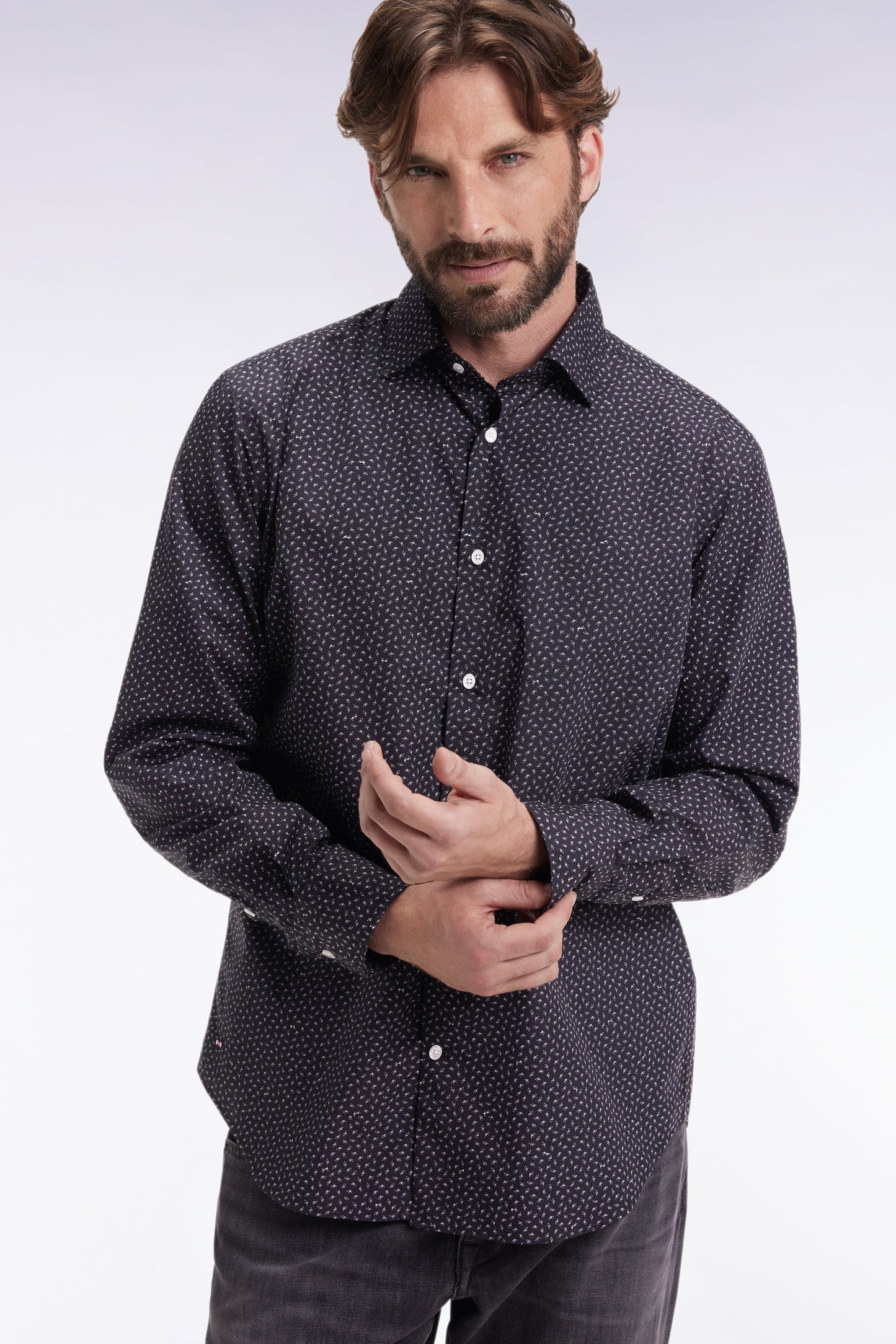 Chemise en coton bleu gris