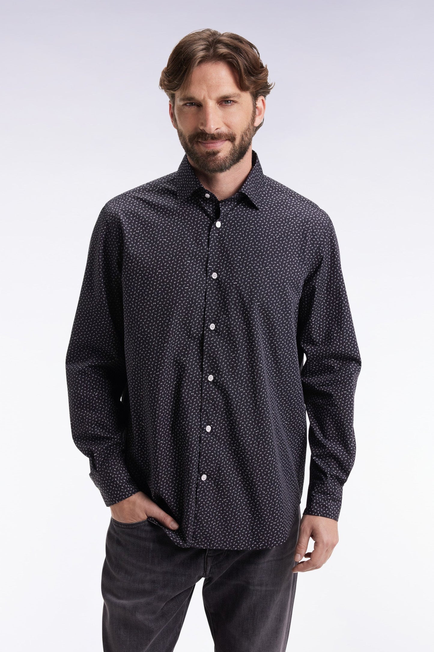 Chemise en coton bleu gris