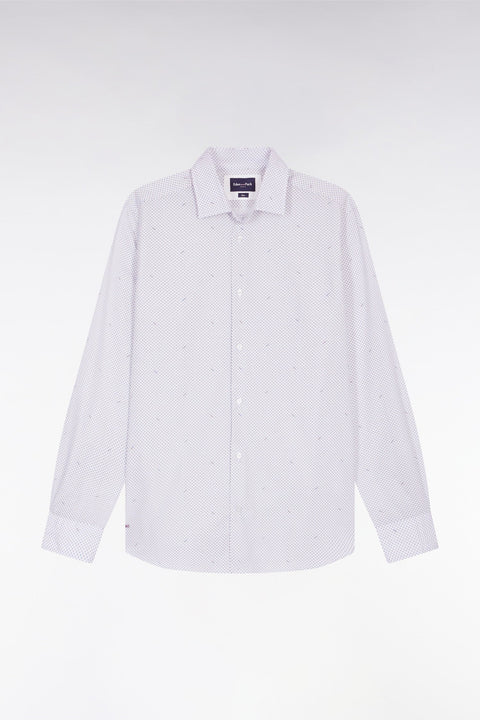 Chemise en popeline de coton à micro-motifs marine coupe slim - Image 2