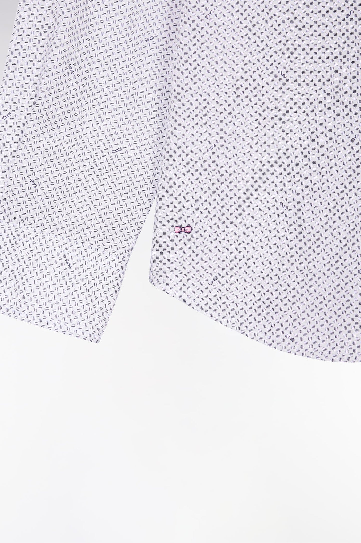 Chemise en popeline de coton à micro-motifs marine coupe slim