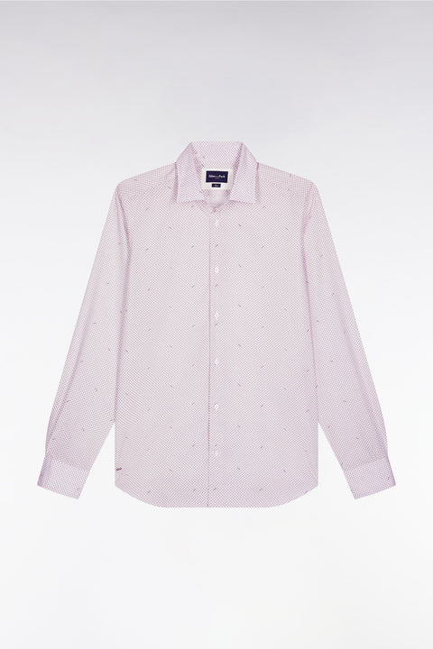 Chemise en popeline de coton à micro-motifs bordeaux coupe slim - Image 2