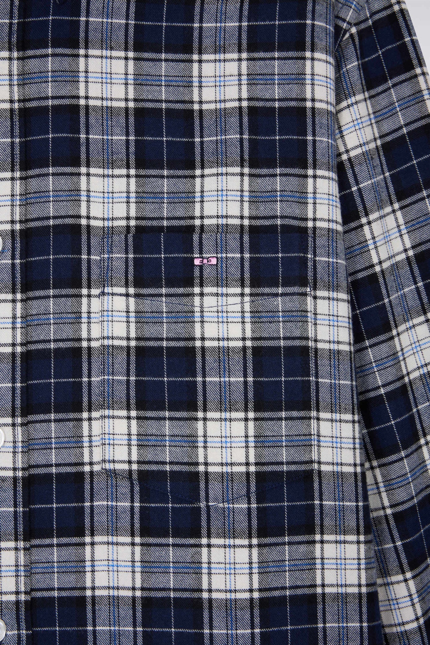 Chemise à carreaux en coton japonais marine coupe droite