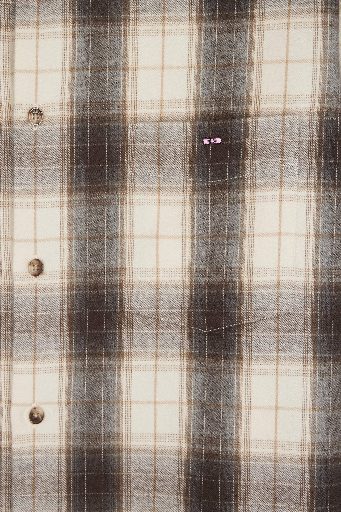 Chemise à carreaux en coton japonais beige coupe droite