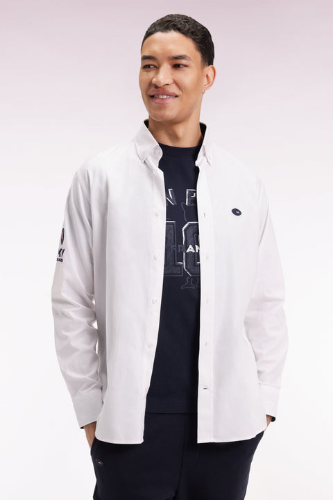 Chemise en coton blanc broderie XV de France coupe droite - Image 3