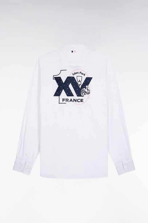 Chemise en coton blanc broderie XV de France coupe droite - Image 2