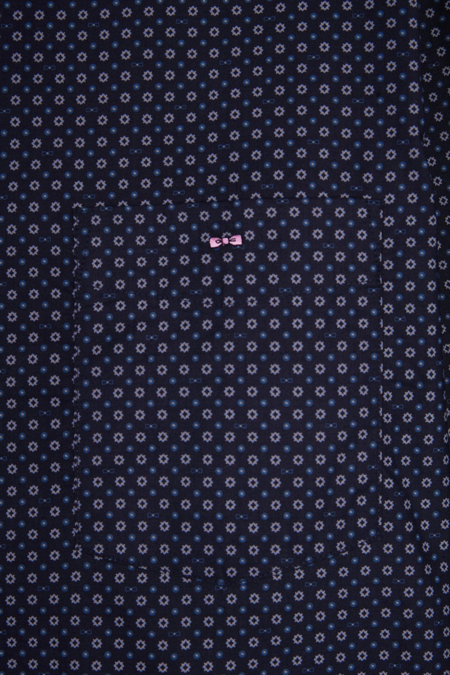 Chemise en coton à micro-motifs marine coupe droite