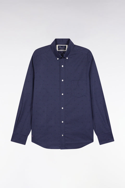 Chemise en coton Pima marine à micro-motifs coupe slim - Image 2
