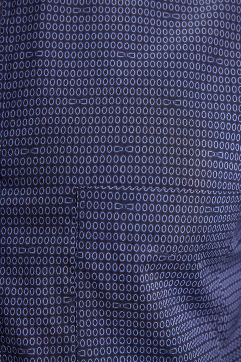 Chemise en coton Pima marine à micro-motifs coupe slim - Image 3