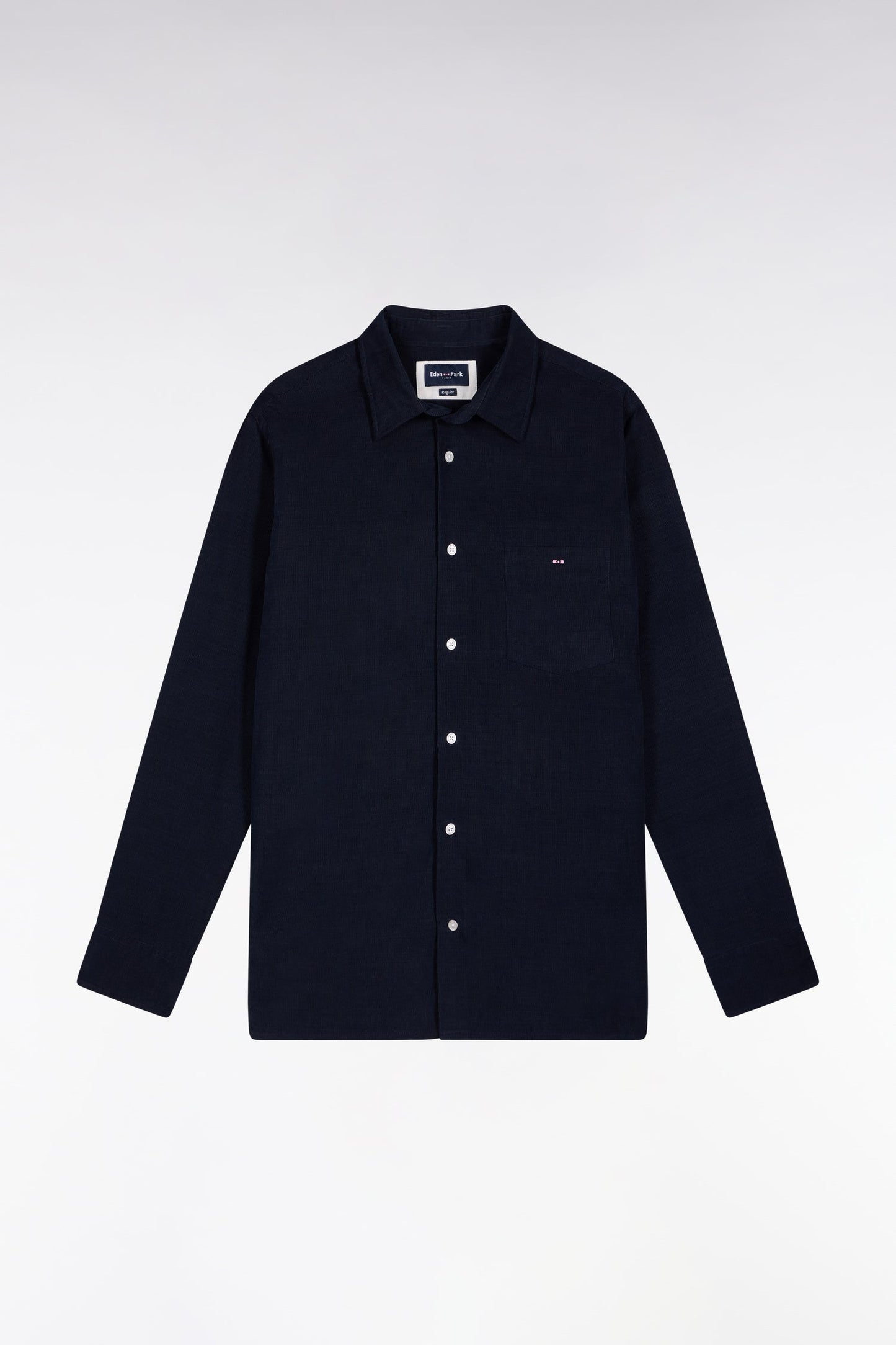 Chemise en velours marine coupe droite