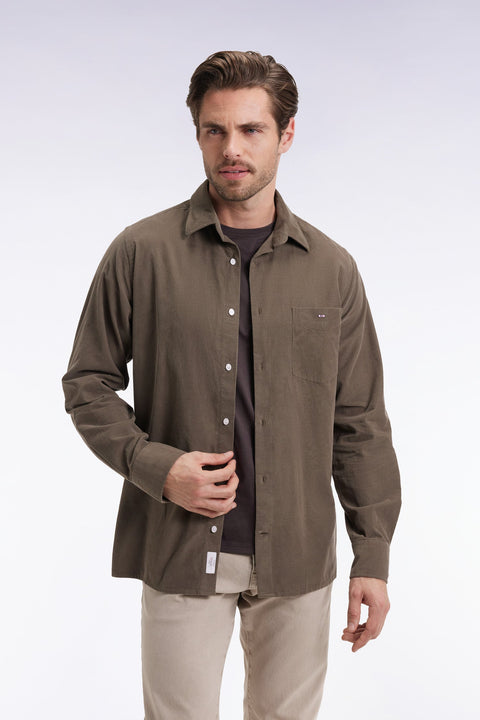 Chemise en velours kaki coupe droite - Image 1