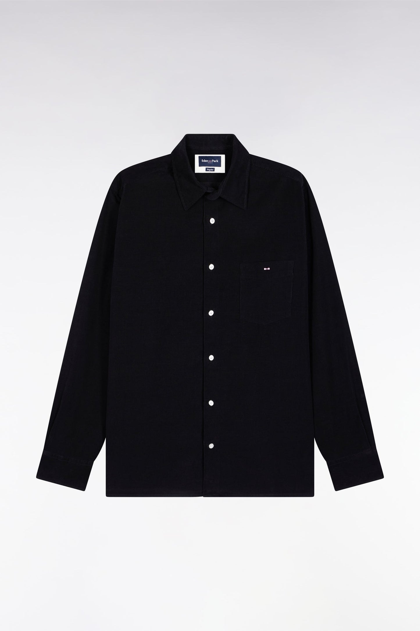 Chemise en velours noir coupe droite