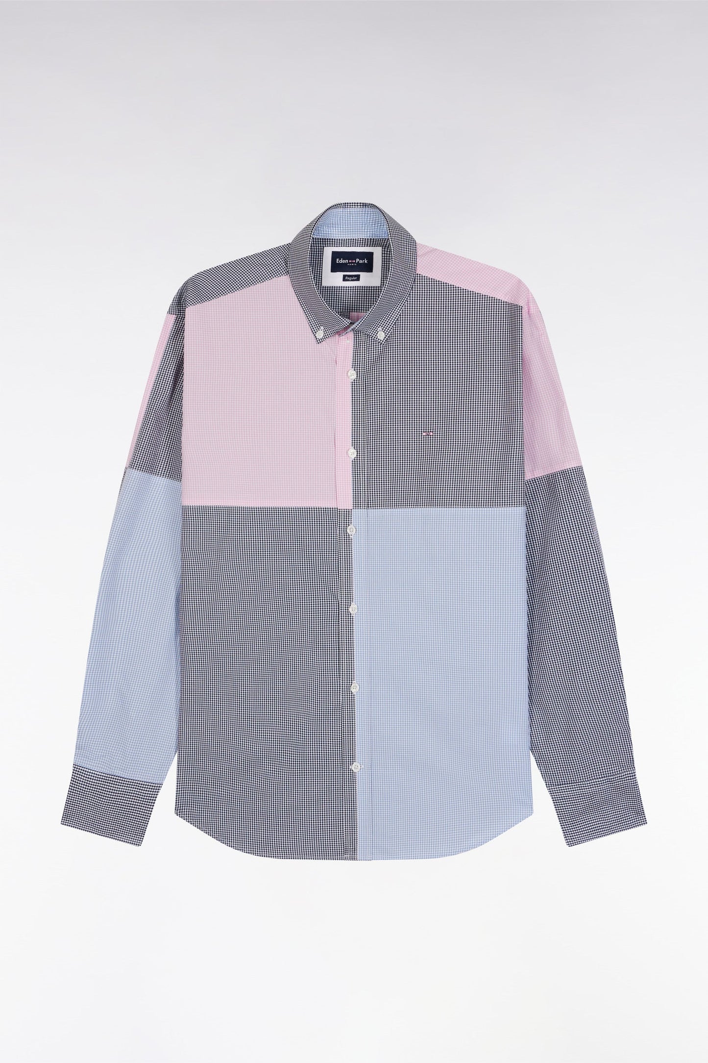 Chemise bleu et rose quatre cadrans coupe droite