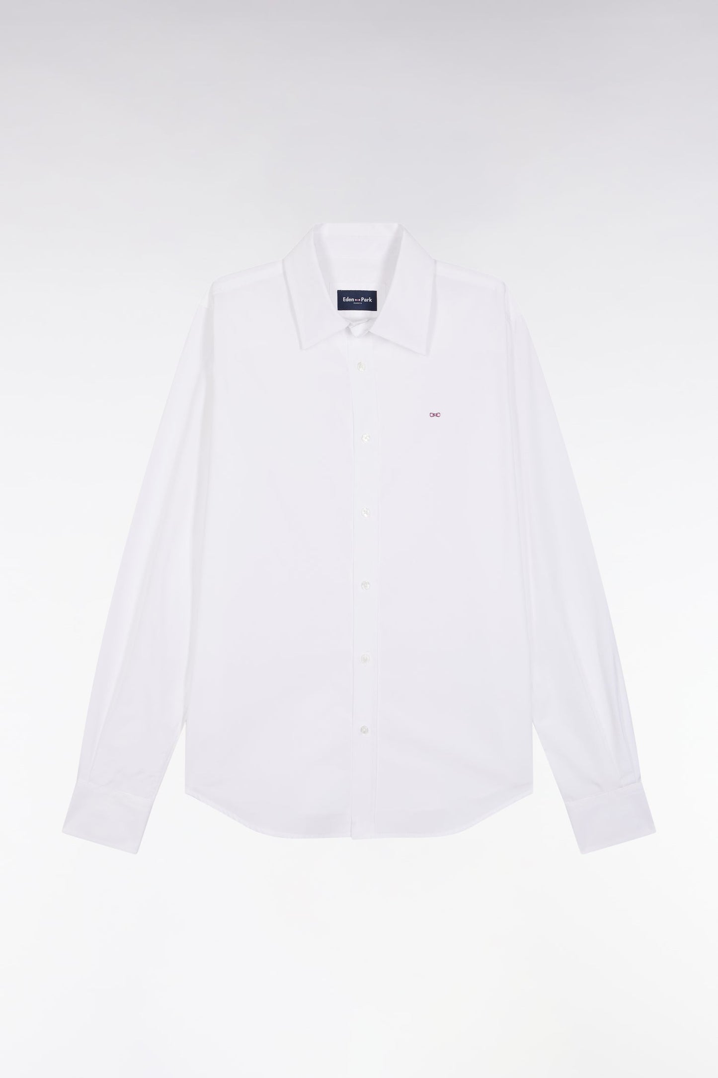 Chemise en popeline de coton blanc coupe slim