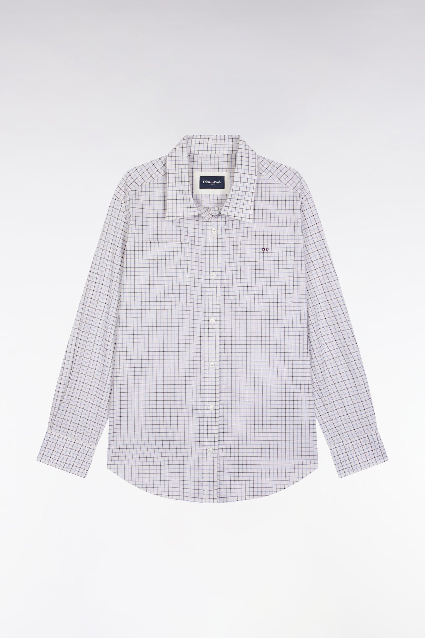 Chemise à carreaux grise et blanche coupe Relaxed