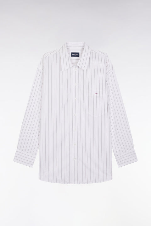 Chemise en popeline de coton blanche à rayures tennis coupe oversized - Image 2