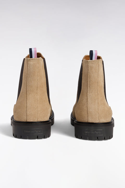 Bottines chelsea en cuir suédé beige - Image 3