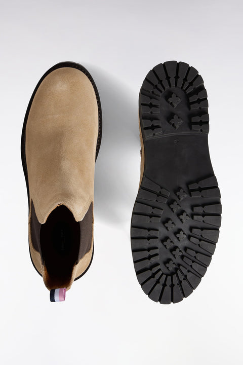 Bottines chelsea en cuir suédé beige - Image 2