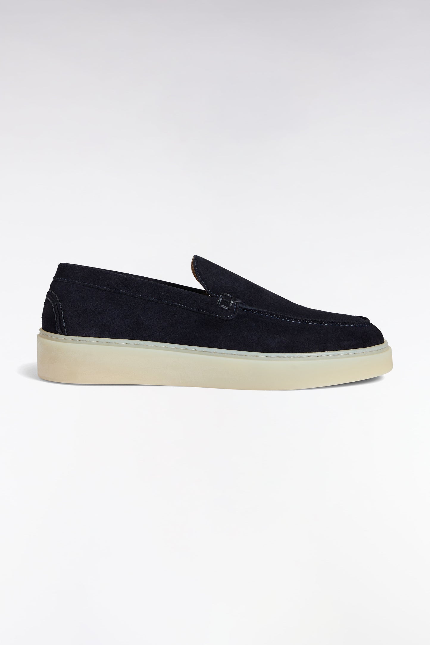 Mocassins en cuir suédé marine à semelles épaisses