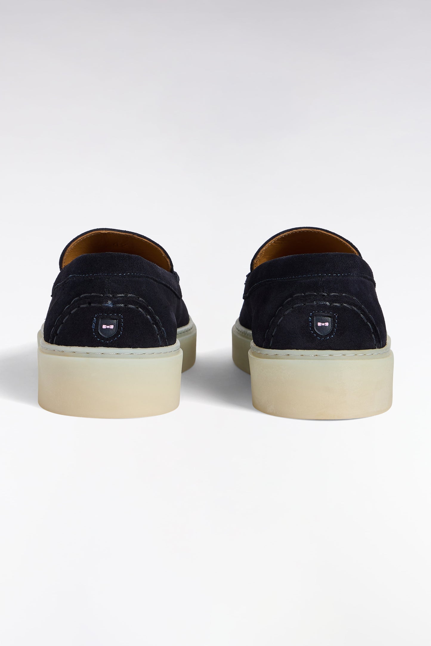 Mocassins en cuir suédé marine à semelles épaisses