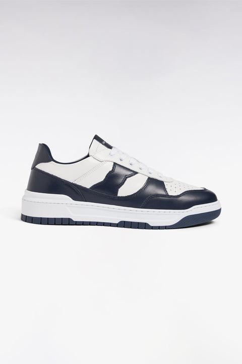 Sneakers en cuir bicolores marine et blanches - Image 1