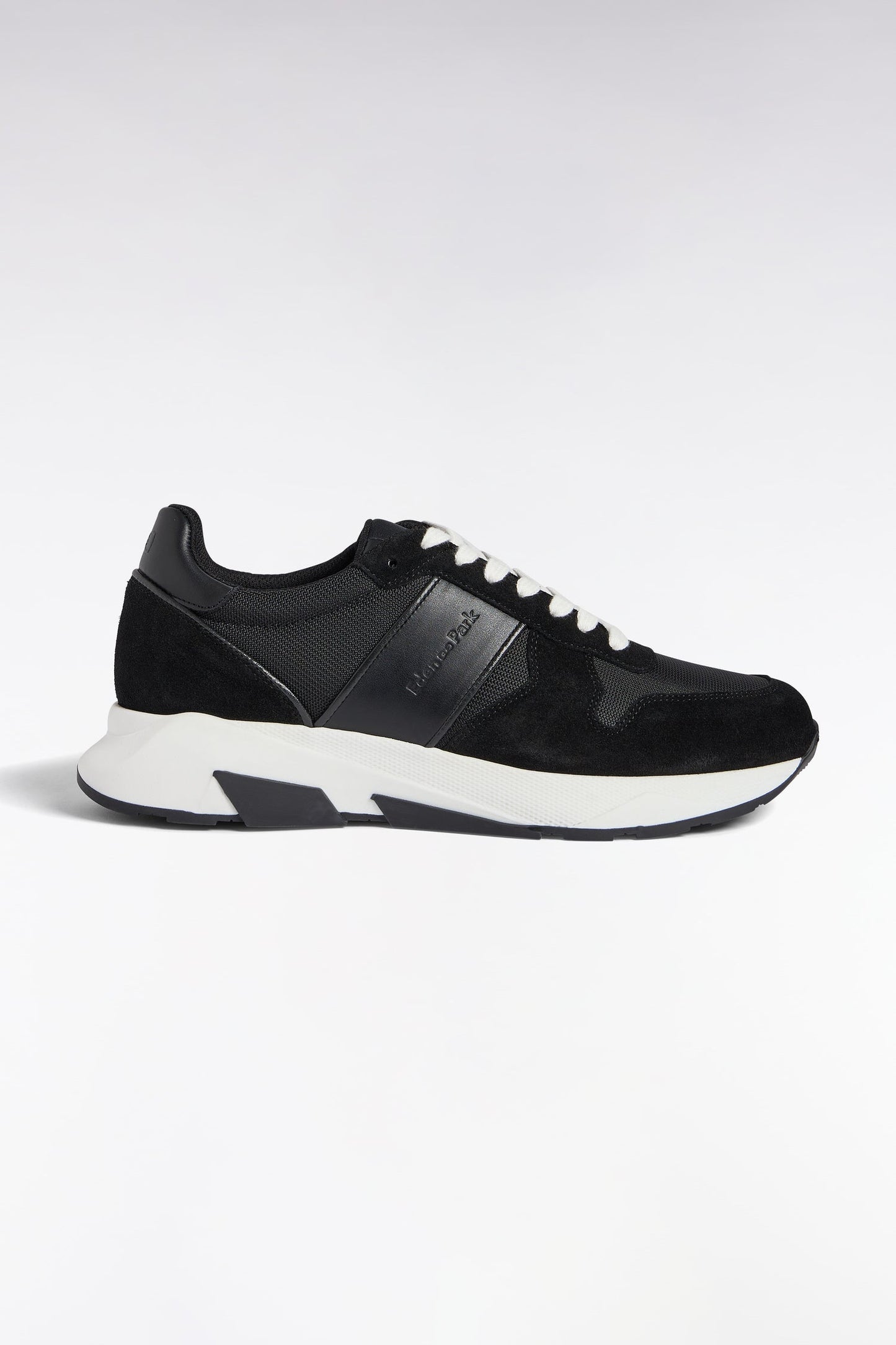 Sneakers multimatières en cuir noir