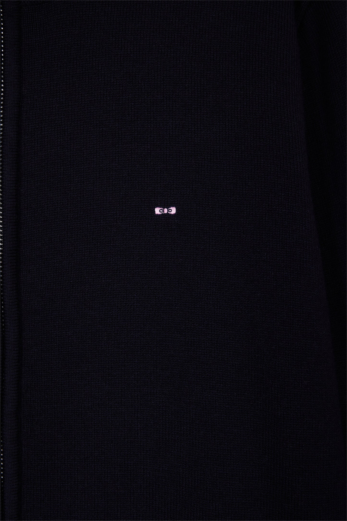 Cardigan zippé en laine et coton marine coupe droite