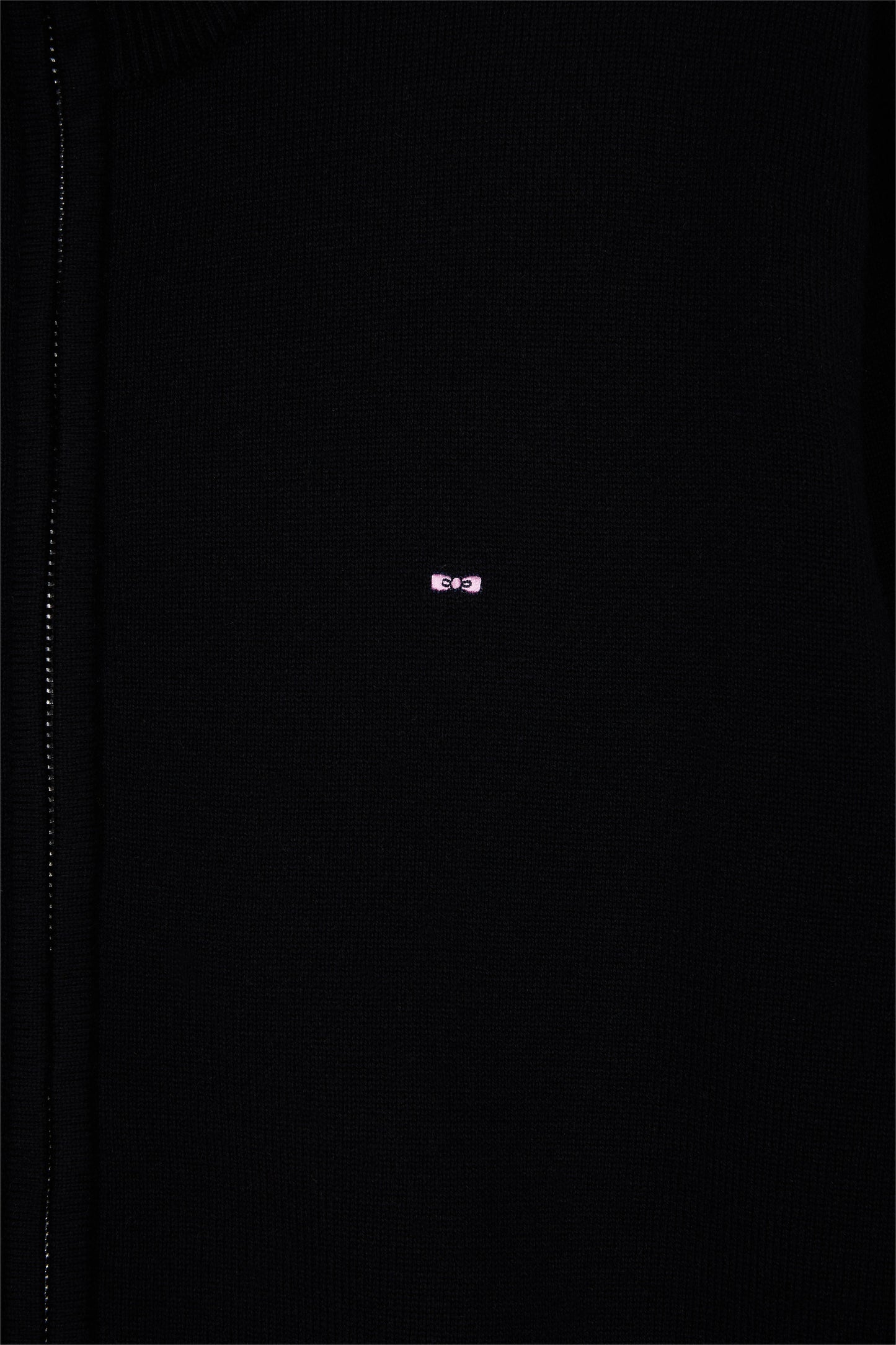 Cardigan zippé en laine et coton noir coupe droite