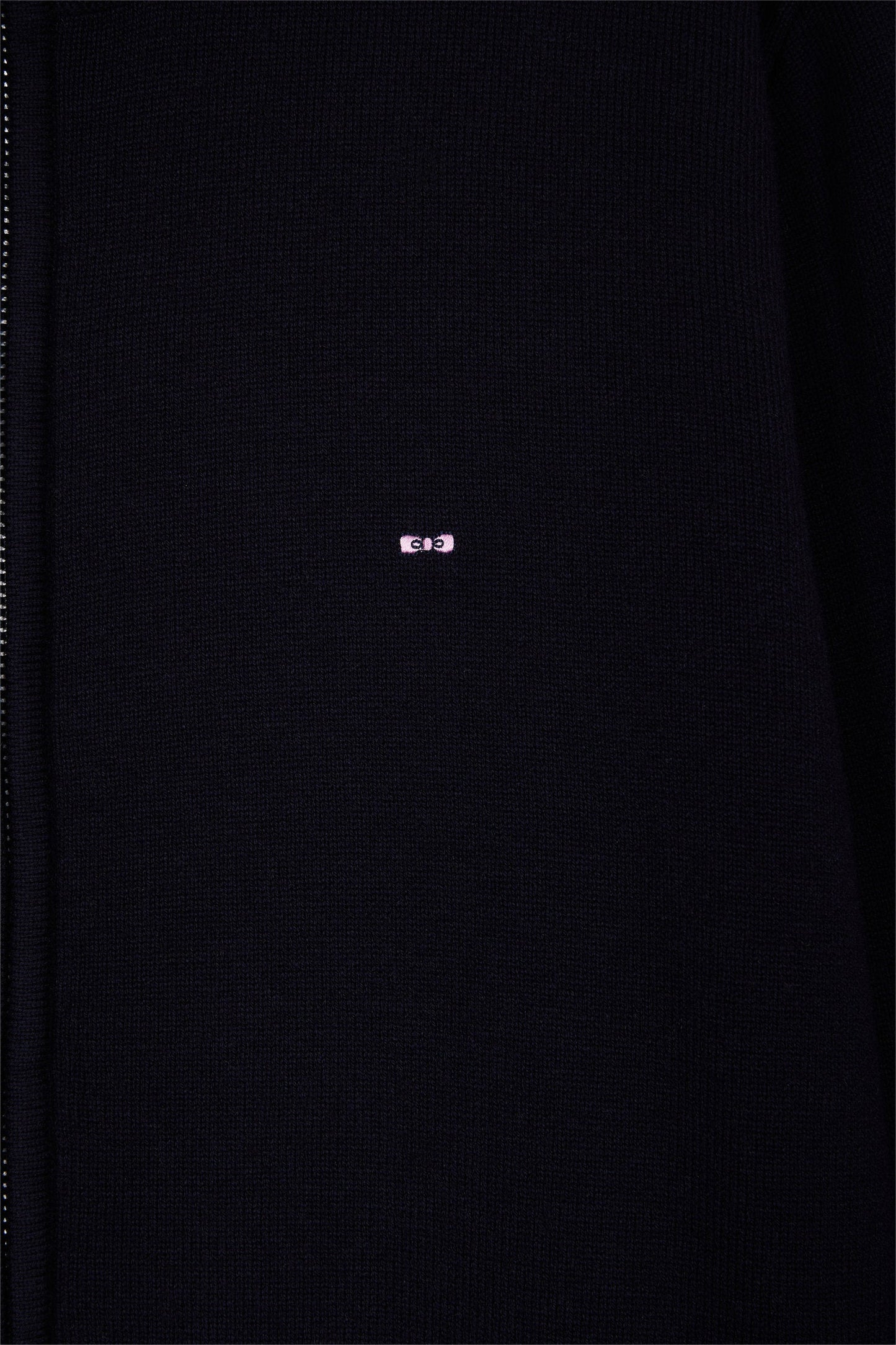 Cardigan zippé en laine et coton marine coupe droite