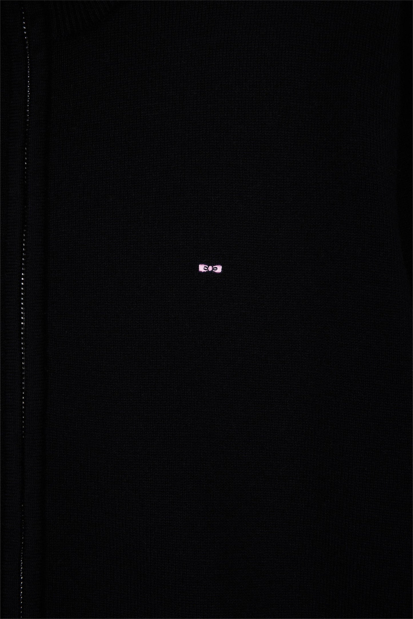 Cardigan zippé en laine et coton noir coupe droite