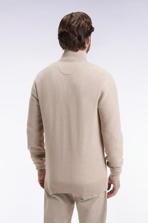 Cardigan en coton nid d'abeille beige coupe droite - MANQUE A PLAT - Image 3