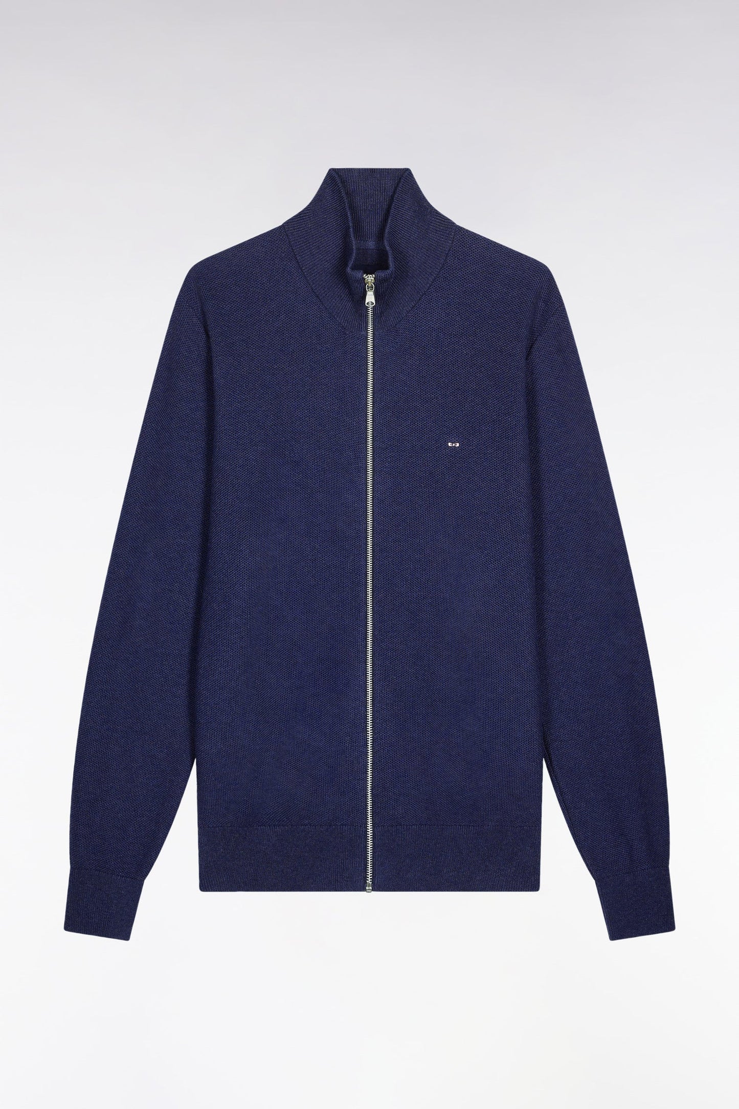 Cardigan en coton nid d'abeille marine coupe droite