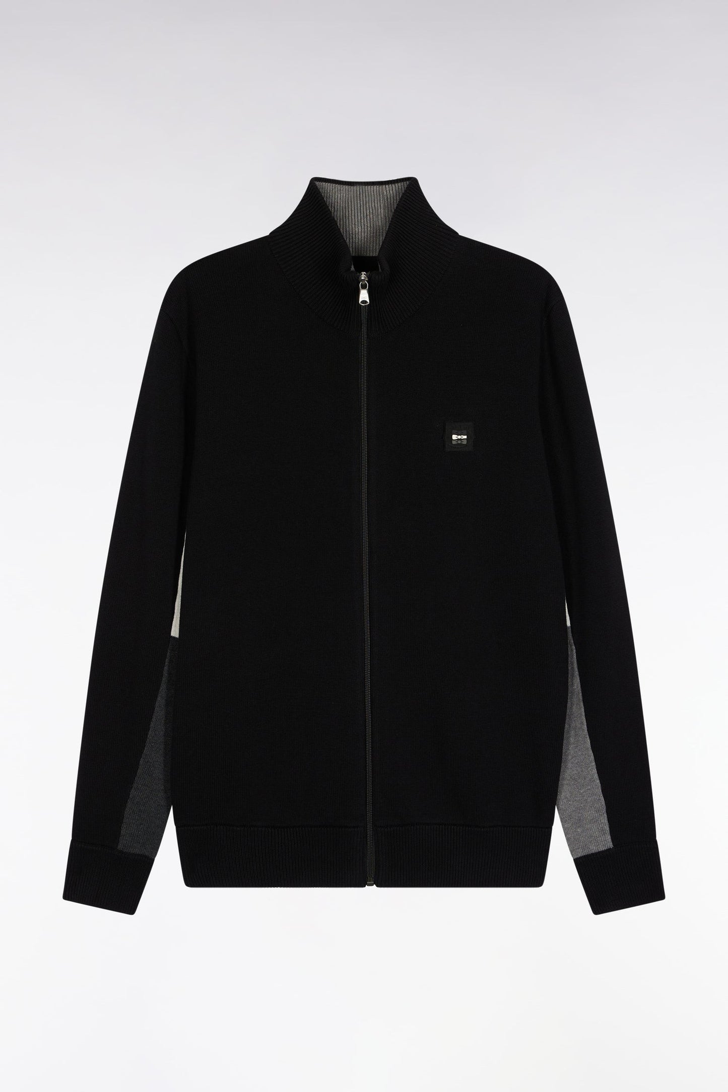 Cardigan en coton noir à intérieur de manches contrasté