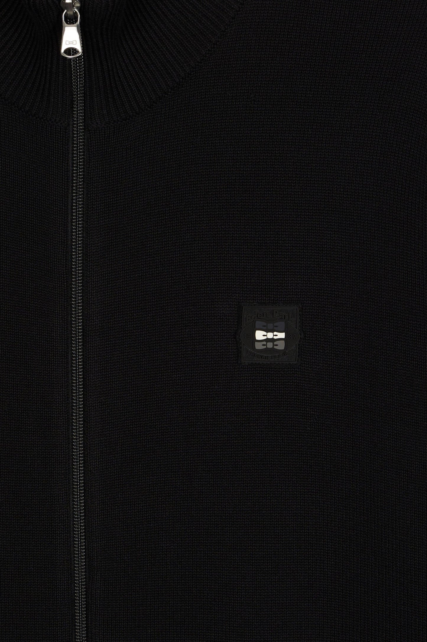 Cardigan en coton noir à intérieur de manches contrasté
