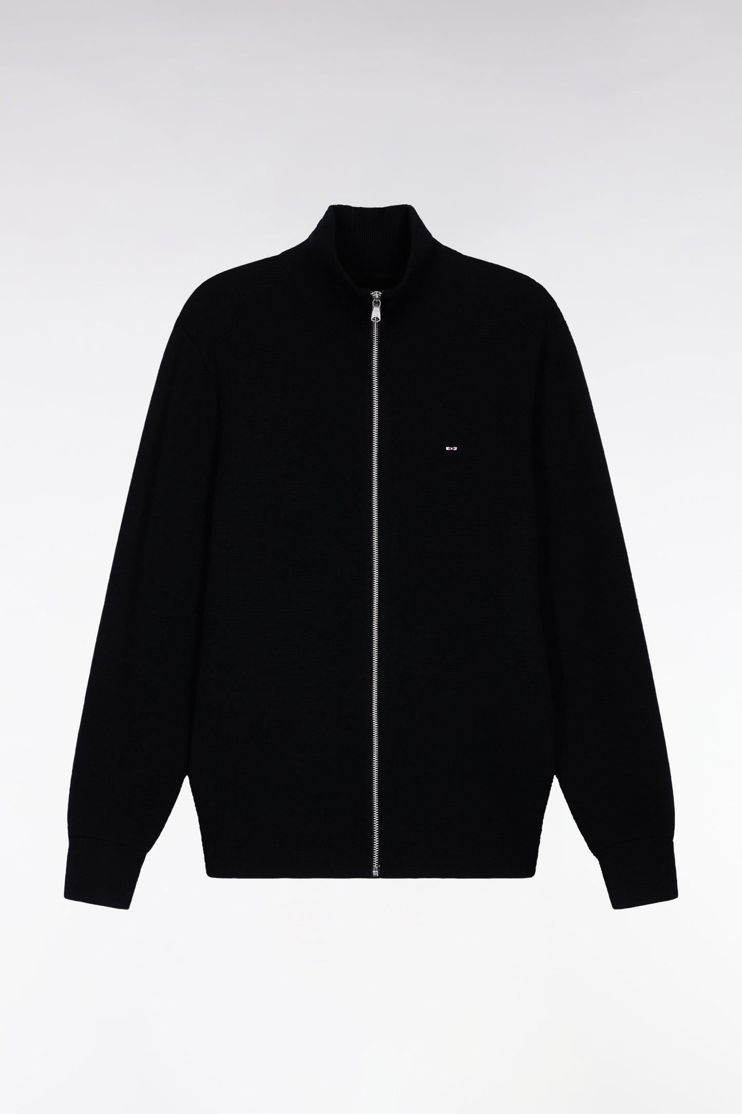 Cardigan en laine mérinos noir coupe droite