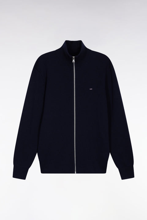 Cardigan en laine mérinos marine coupe droite - Image 2