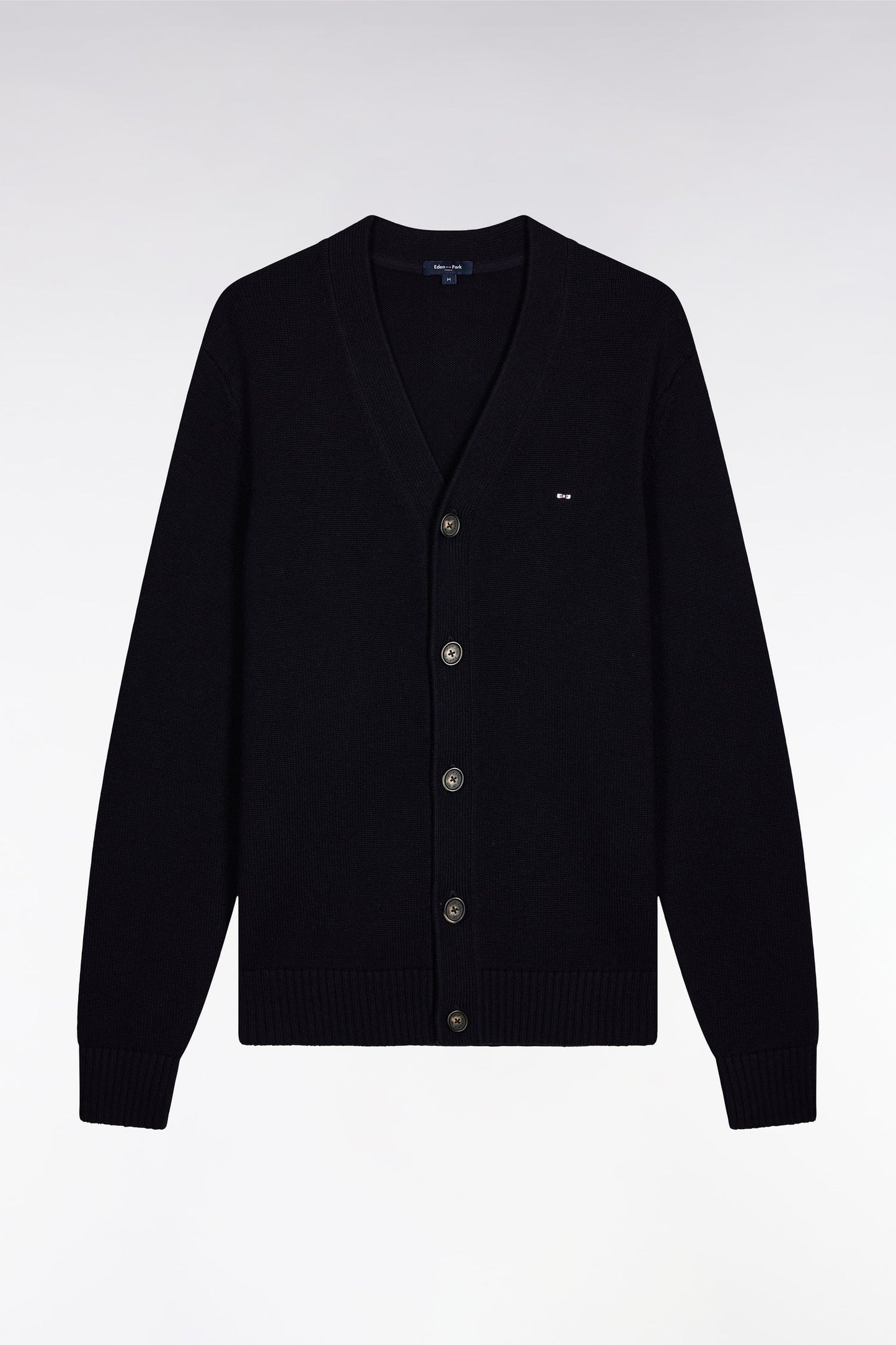 Cardigan en laine et coton marine coupe droite