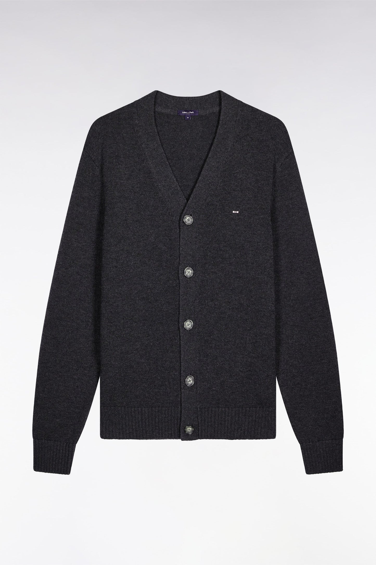 Cardigan en laine et coton gris coupe droite