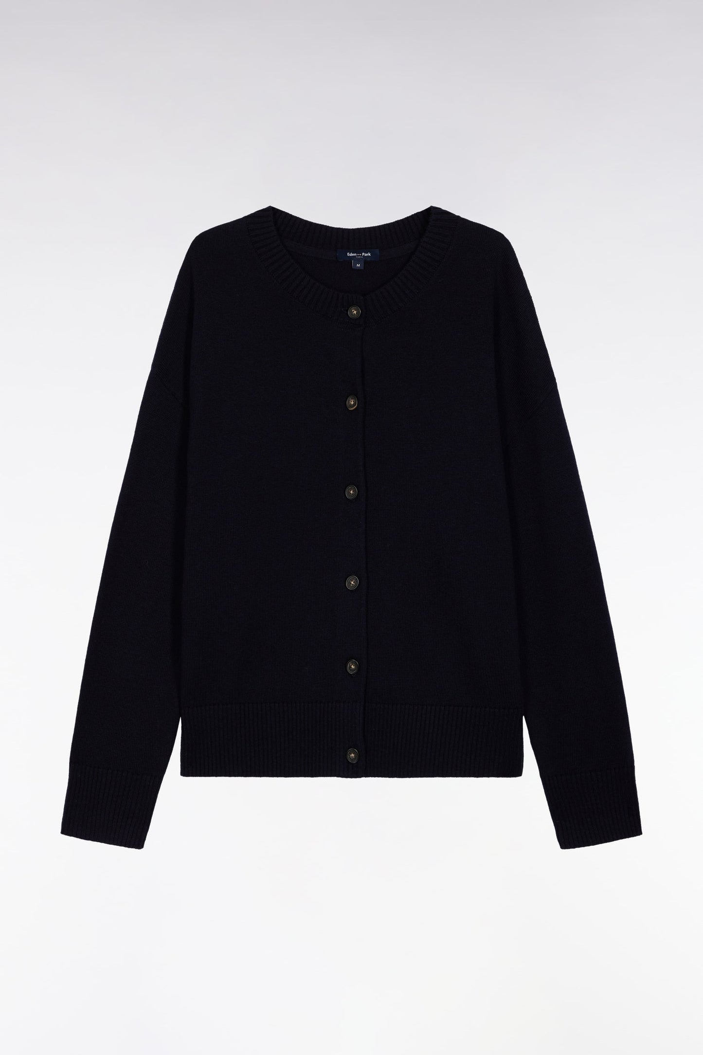 Cardigan en laine et coton marine coupe Relaxed