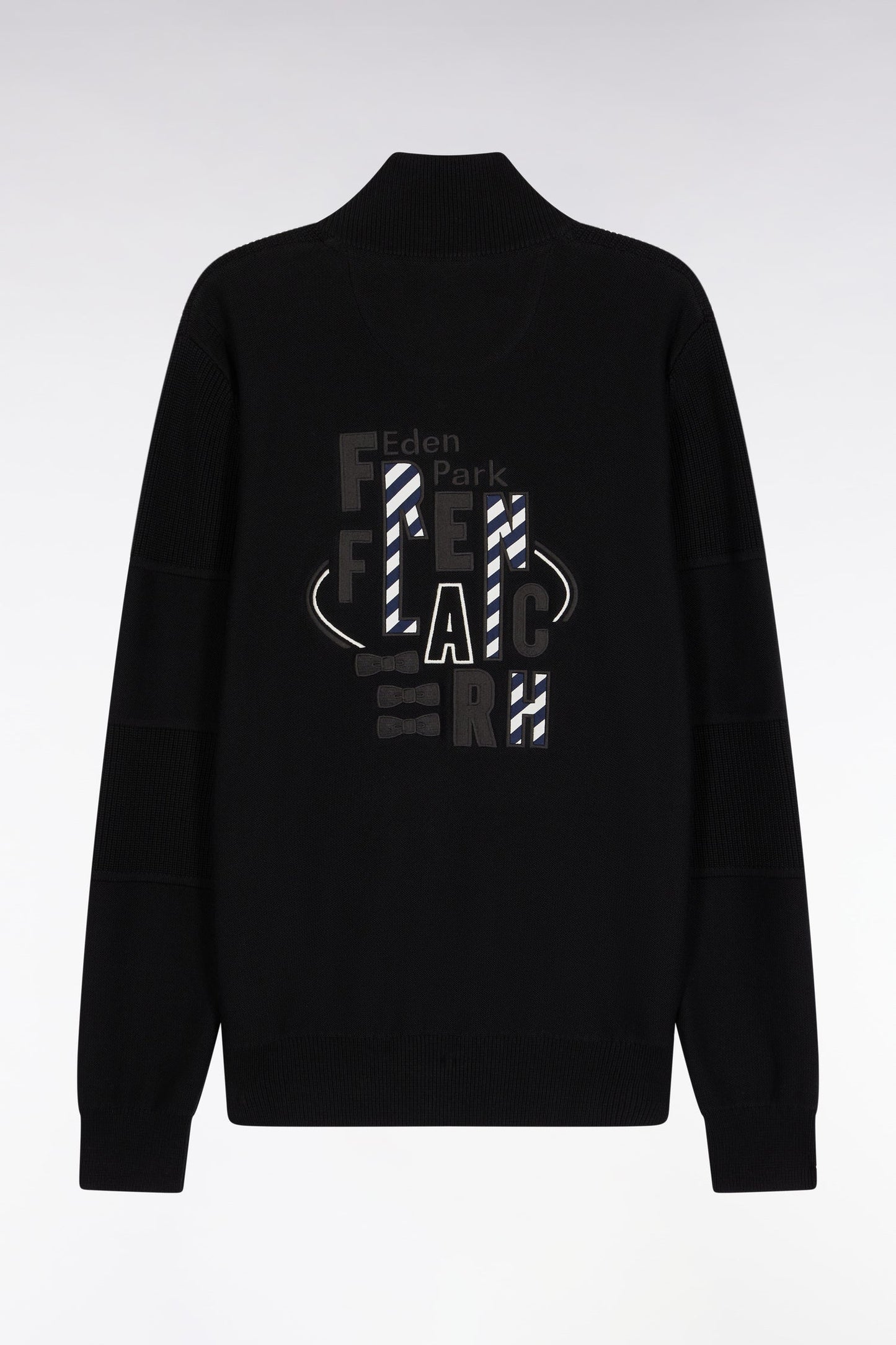 Cardigan zippé en coton noire broderie dos