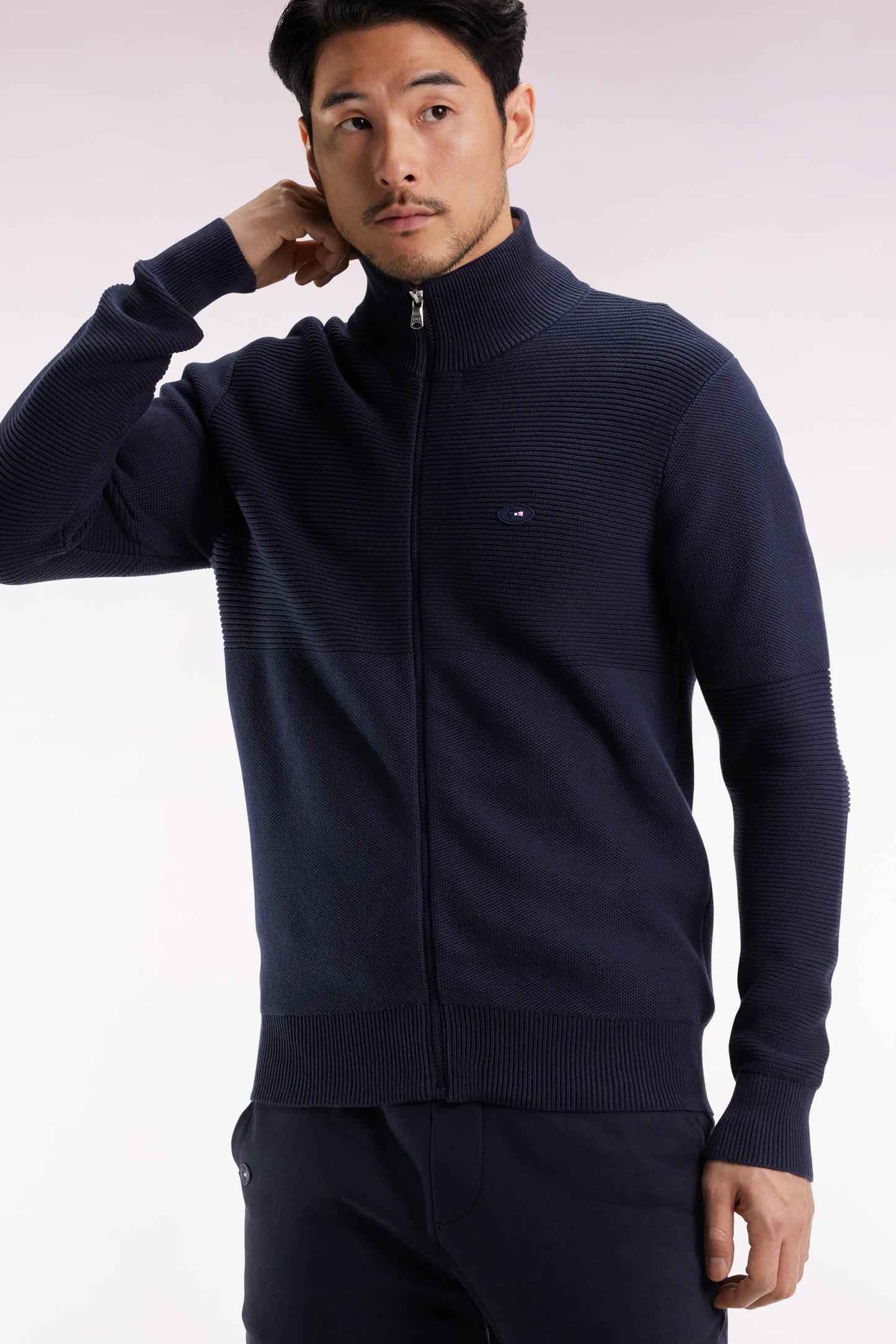 Cardigan zippé XV de France en coton marine
