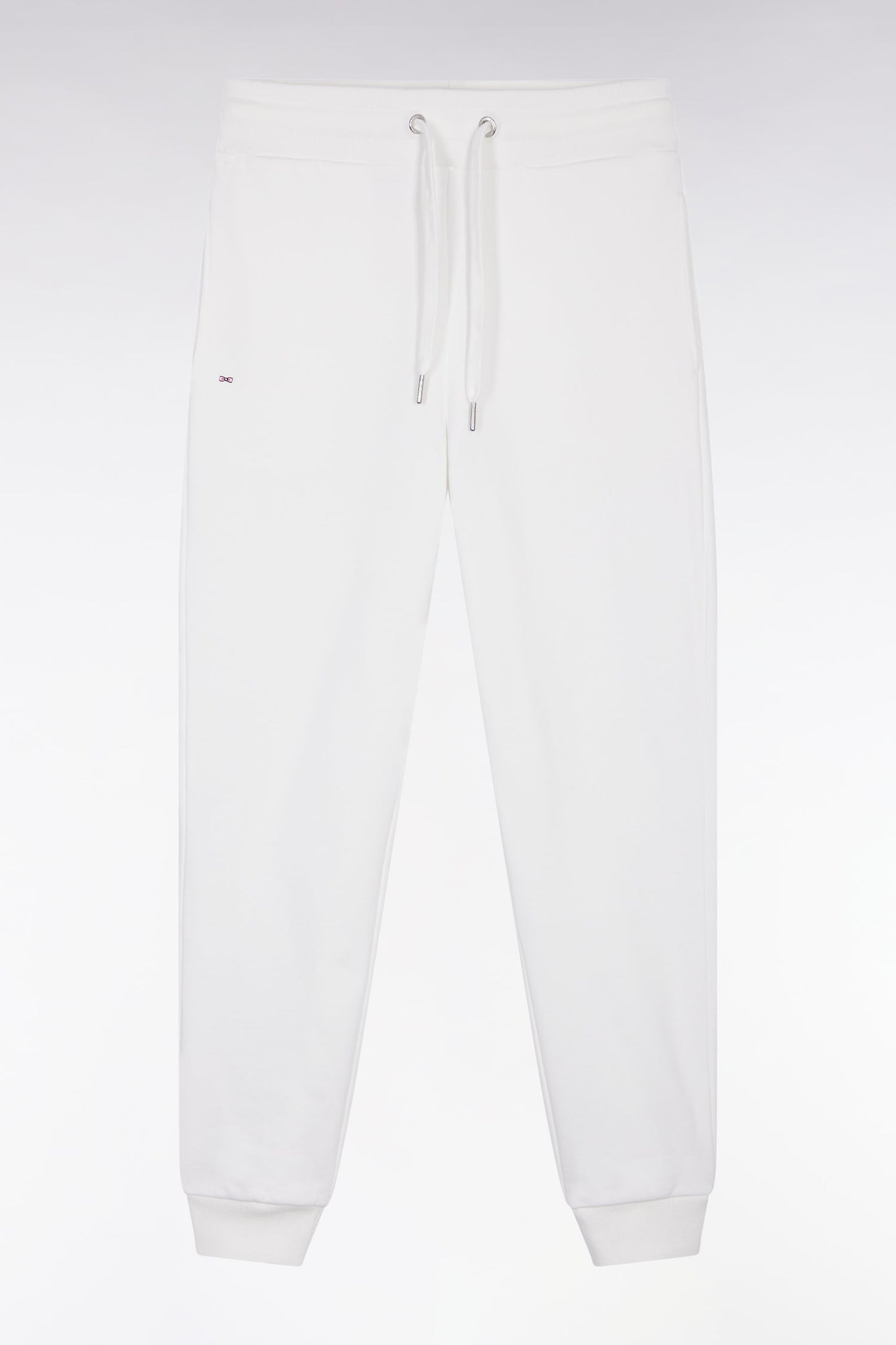 Jogging en molleton gratté blanc coupe droite