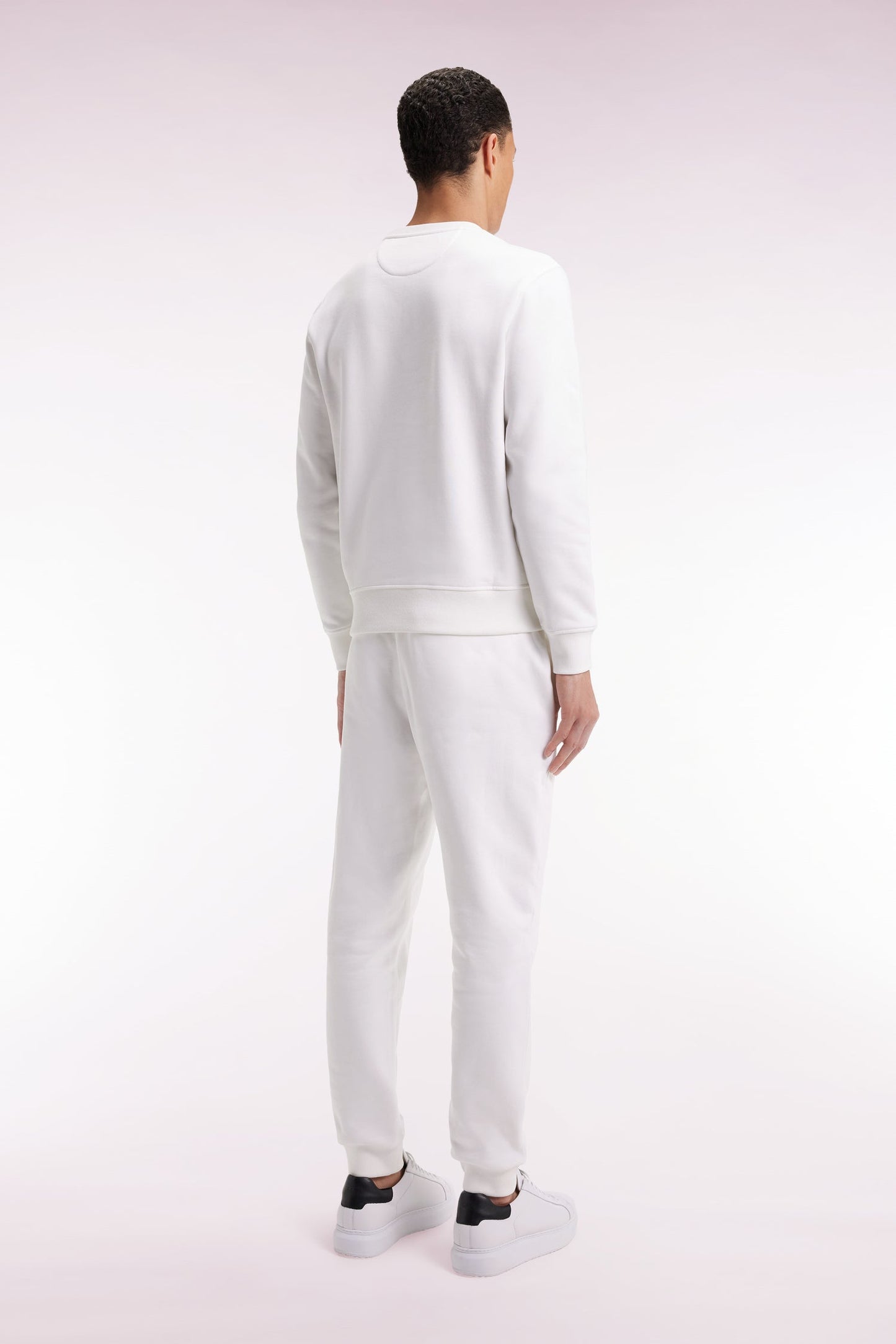 Jogging en molleton gratté blanc coupe droite