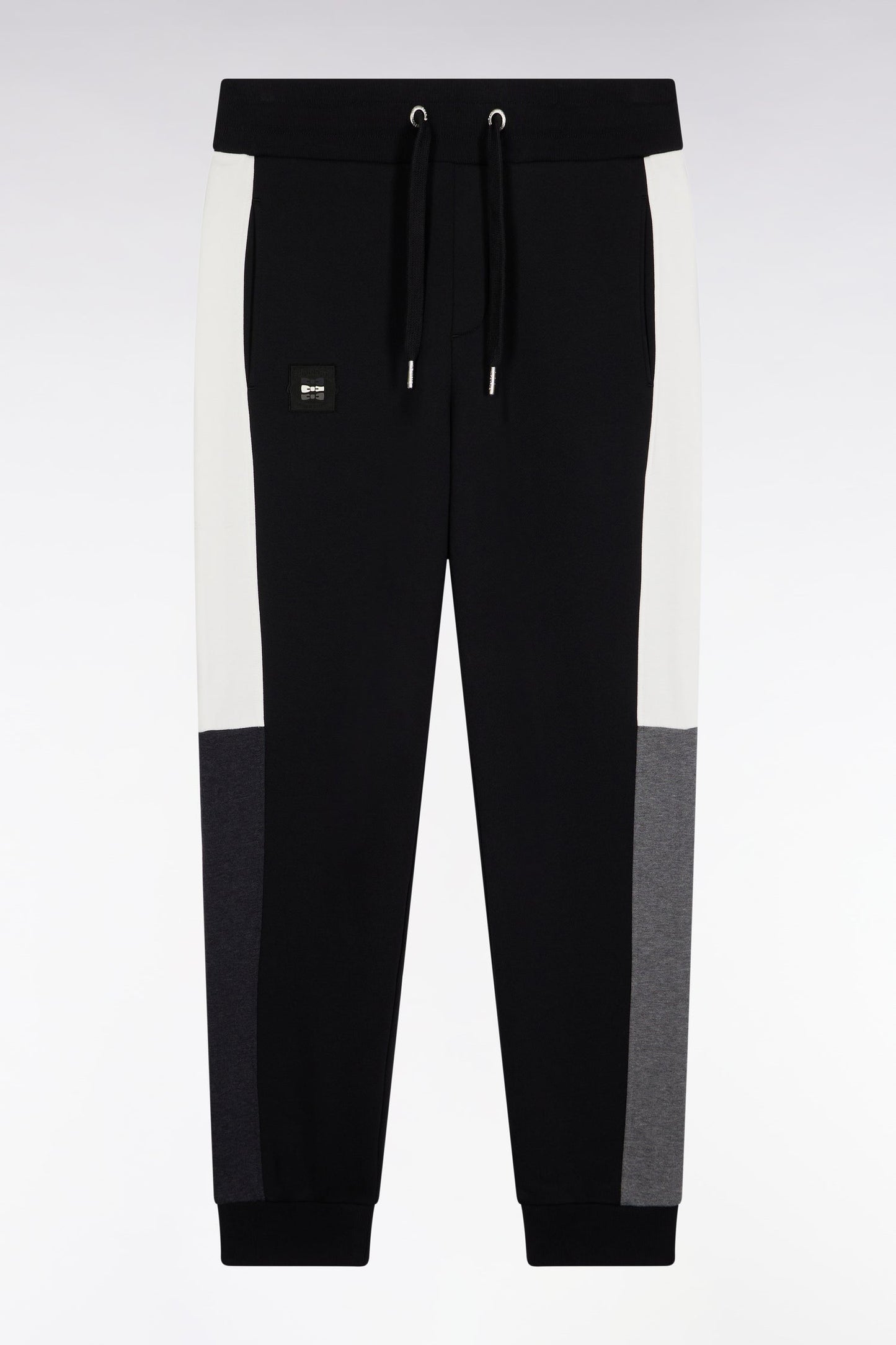 Jogging en molleton gratté noir colorblock coupe droite