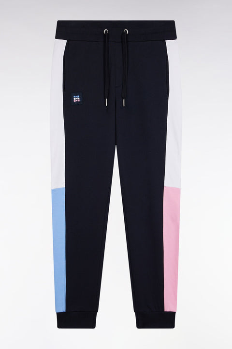 Jogging en molleton gratté marine colorblock coupe droite - Image 2