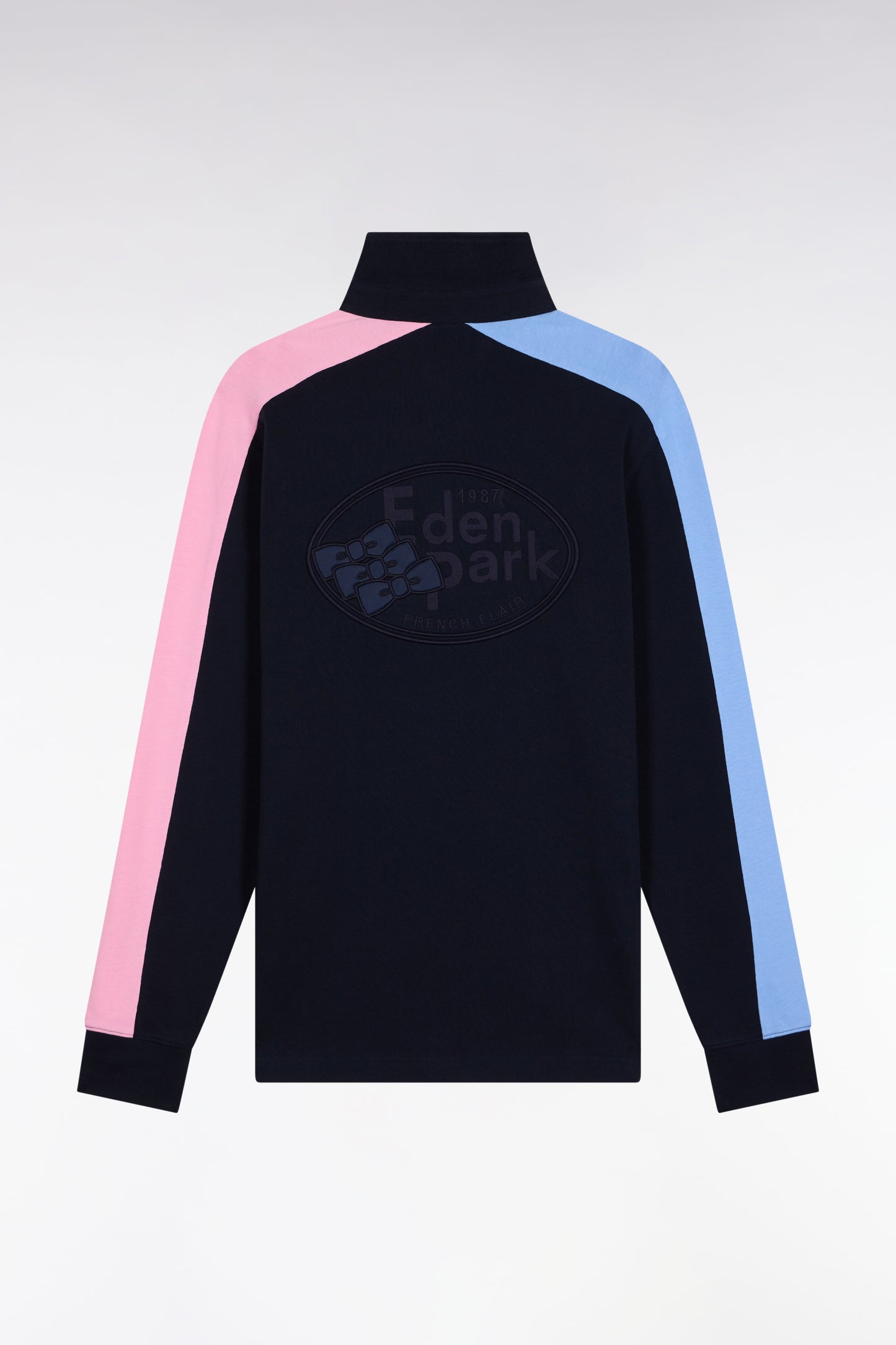 Maillot à manches longues en jersey coton épais manches contrastées coupe droite